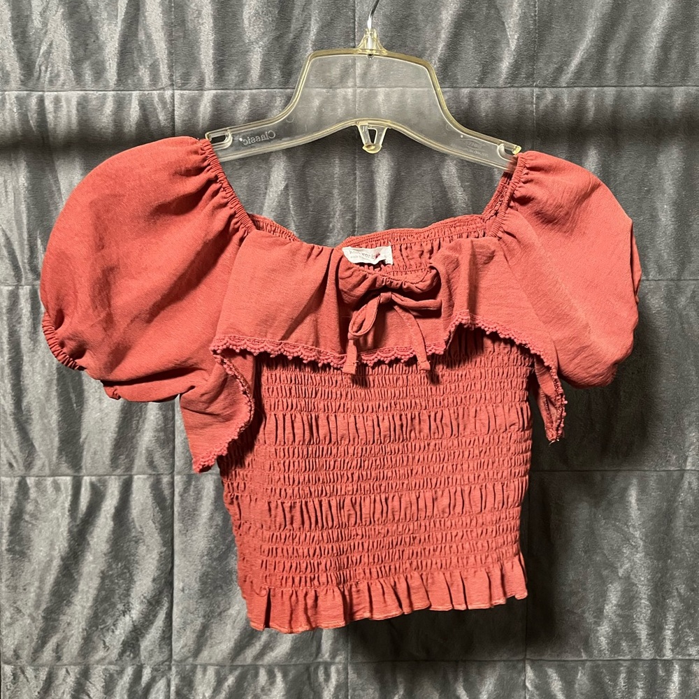 Knitworks Rust Smocked Blouse